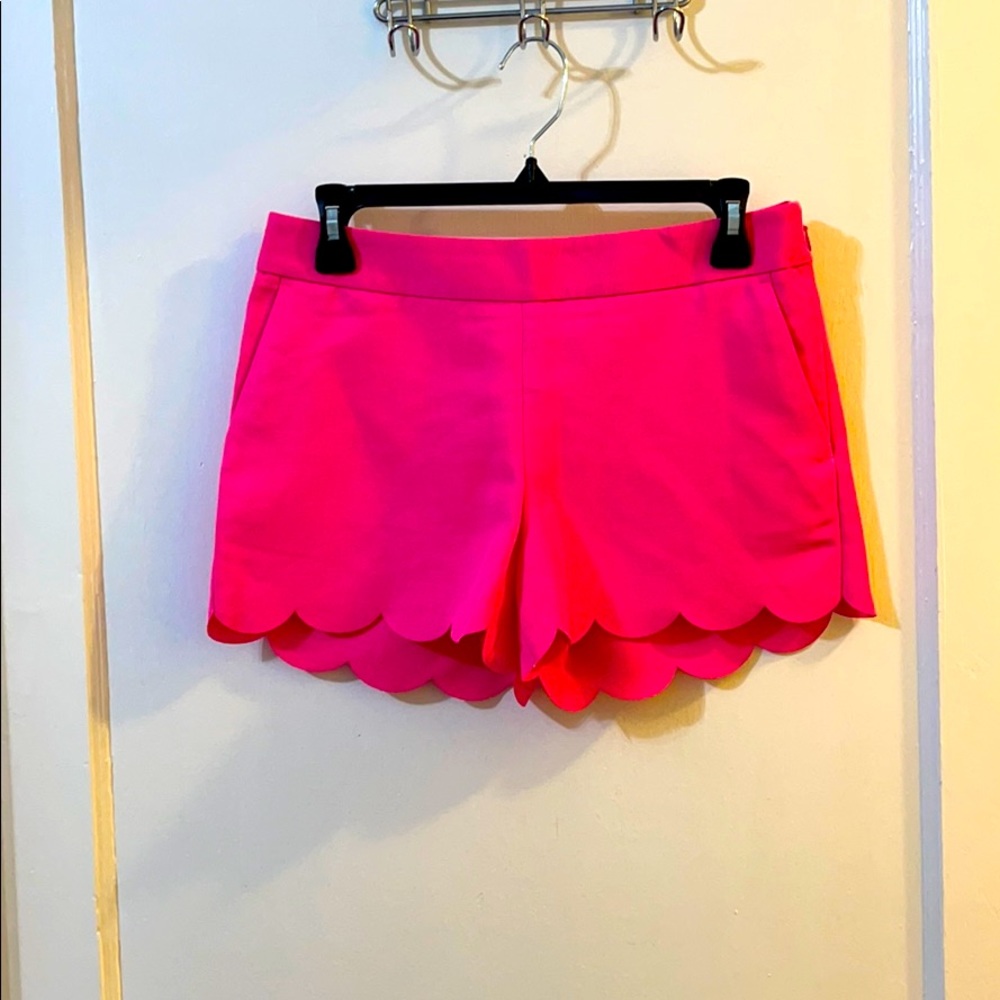 Hot Pink Scallop Hem Shorts